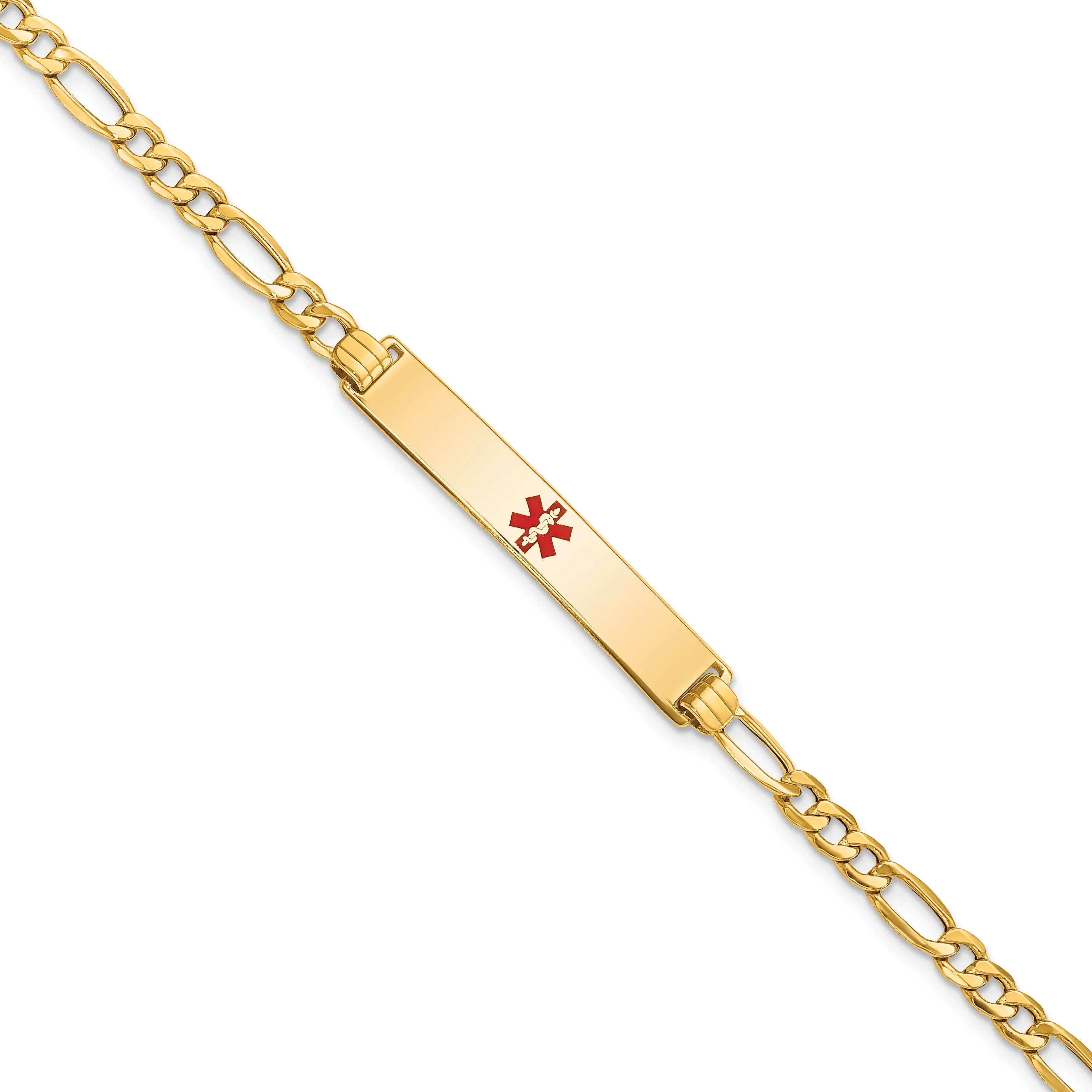 14K Yellow Gold Figaro Link Medical ID Bracelet