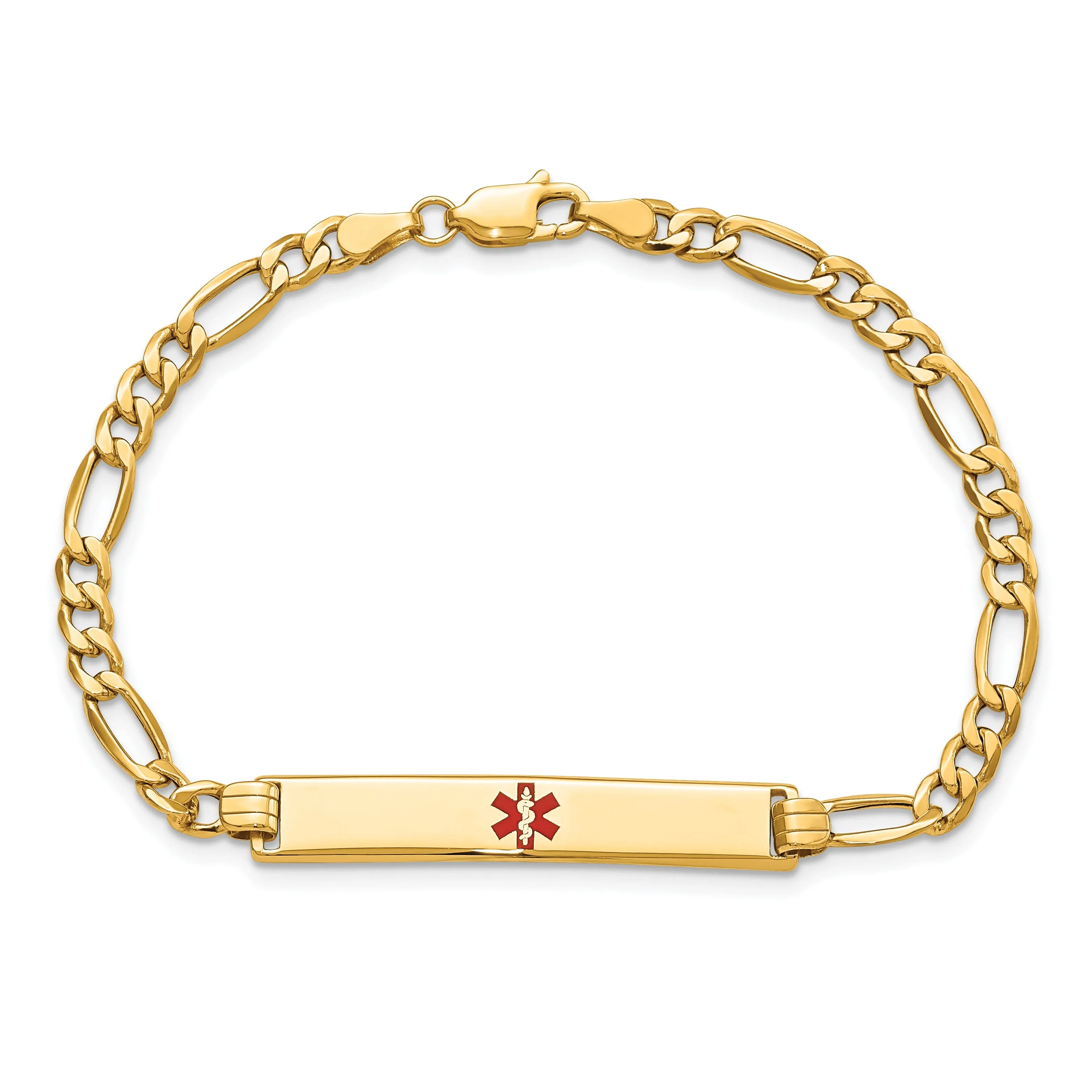 14K Yellow Gold Figaro Link Medical ID Bracelet