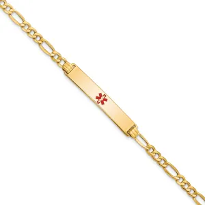14K Yellow Gold Figaro Link Medical ID Bracelet