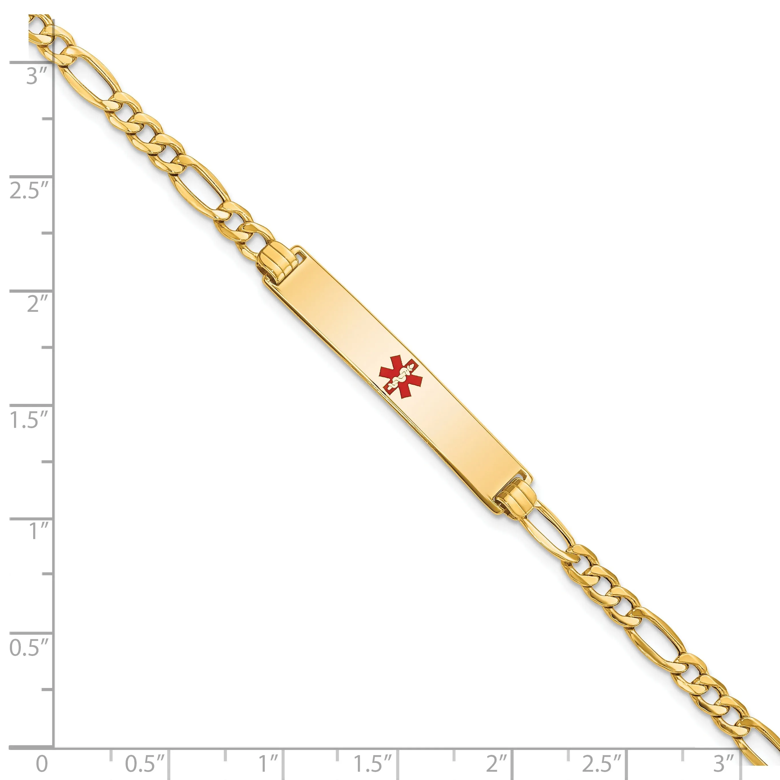14K Yellow Gold Figaro Link Medical ID Bracelet