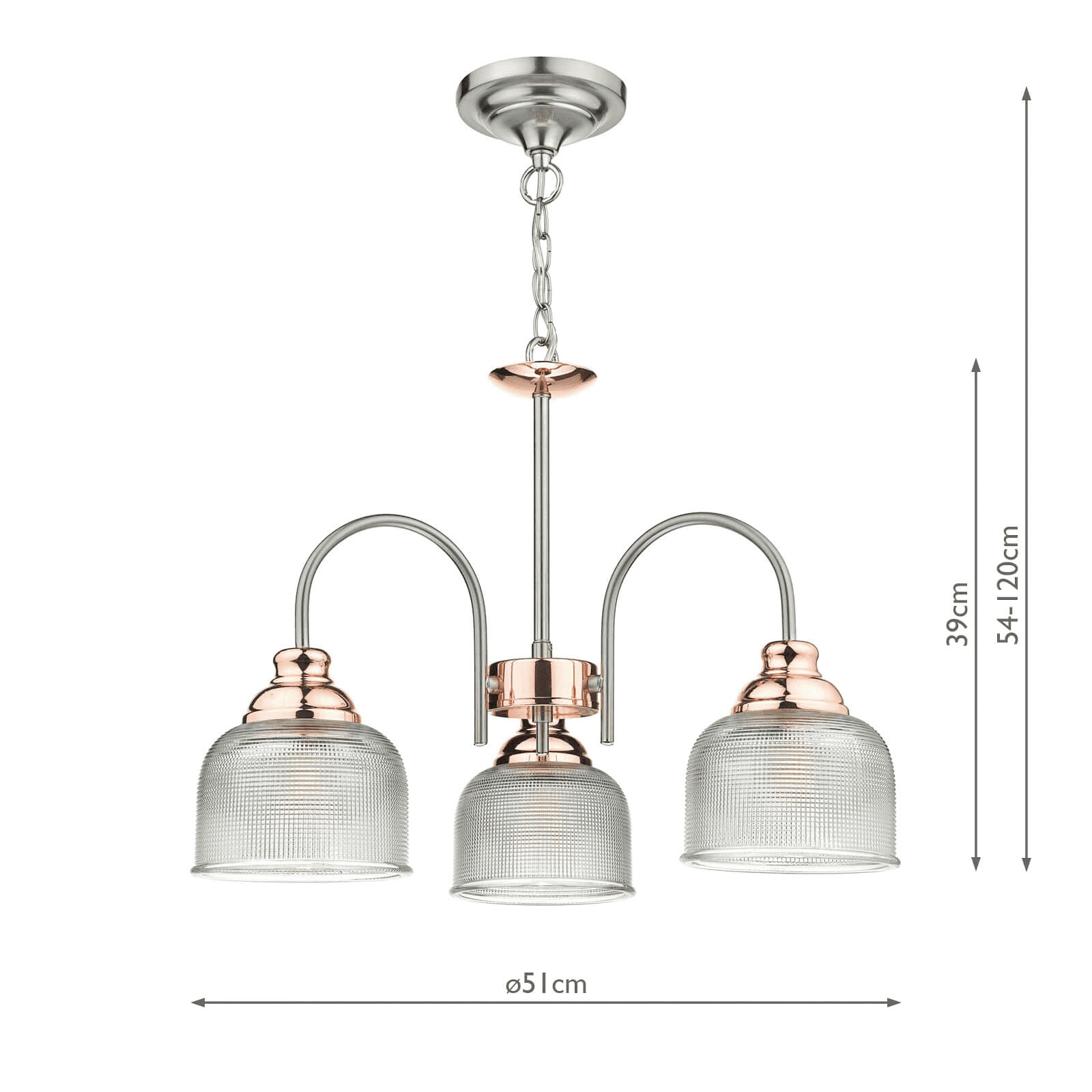 3 Light Copper Pendant Ceiling Light