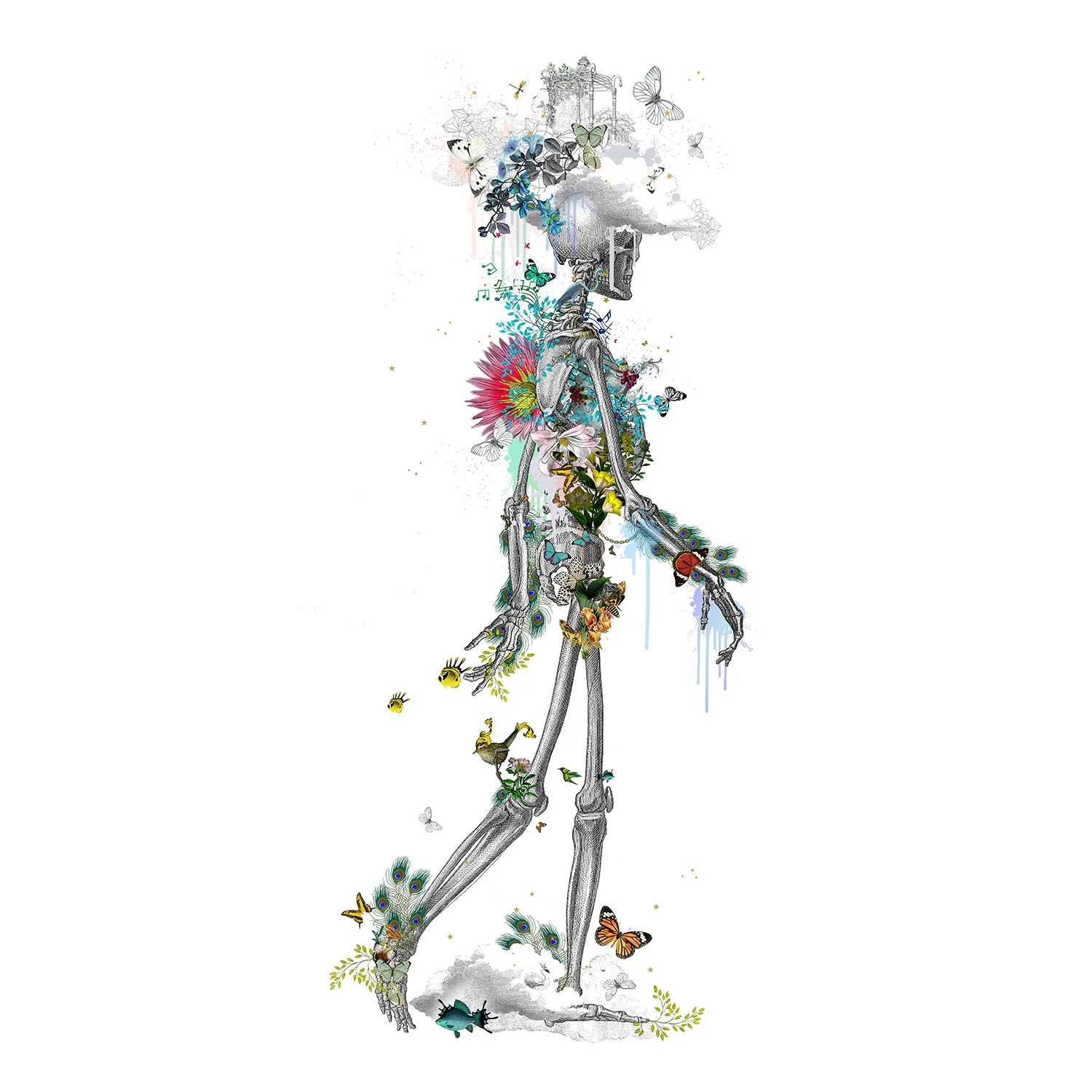 Ad moldu skaltu verda - Drifting Skeleton white - Art Print