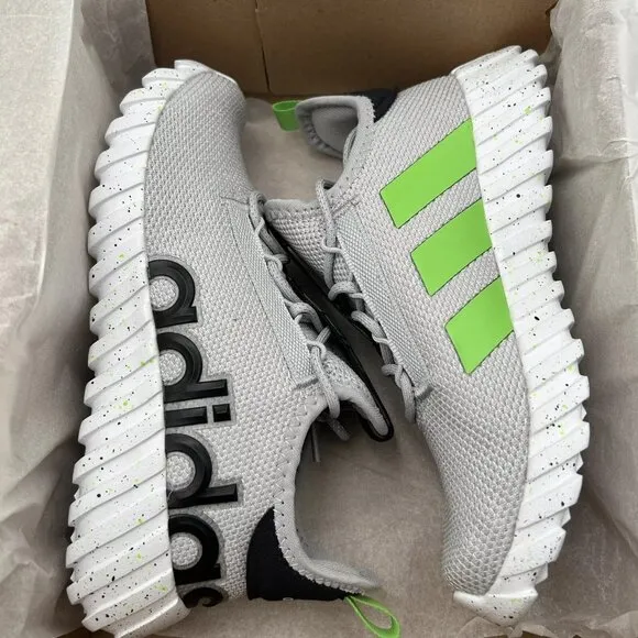 Adidas Kaptir Youth Boy's/Girl's Knit Sneakers Size 6 Gray/Black/Green Lace up