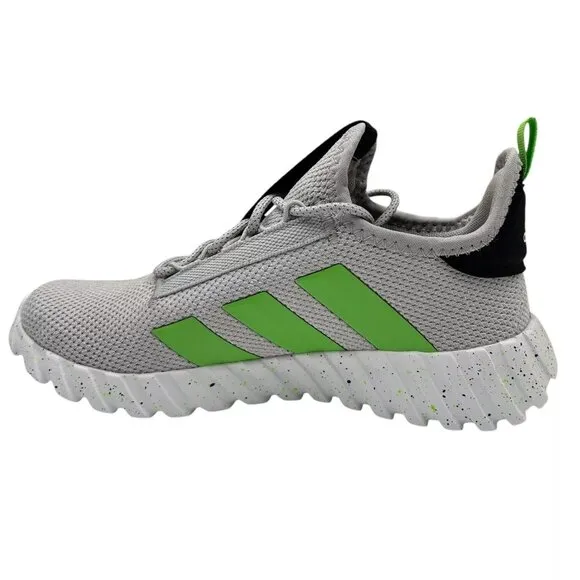 Adidas Kaptir Youth Boy's/Girl's Knit Sneakers Size 6 Gray/Black/Green Lace up