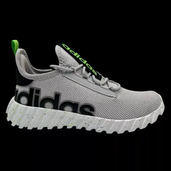 Adidas Kaptir Youth Boy's/Girl's Knit Sneakers Size 6 Gray/Black/Green Lace up