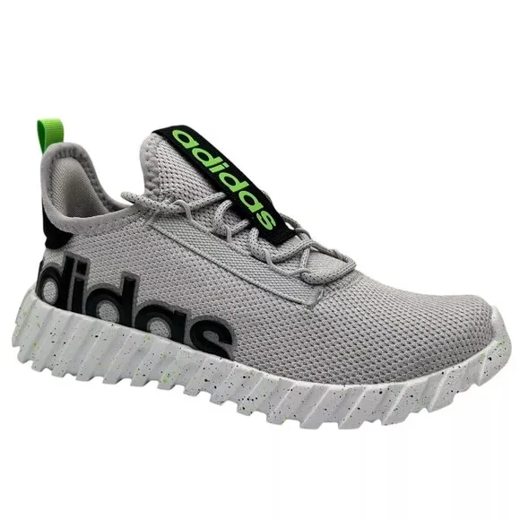 Adidas Kaptir Youth Boy's/Girl's Knit Sneakers Size 6 Gray/Black/Green Lace up