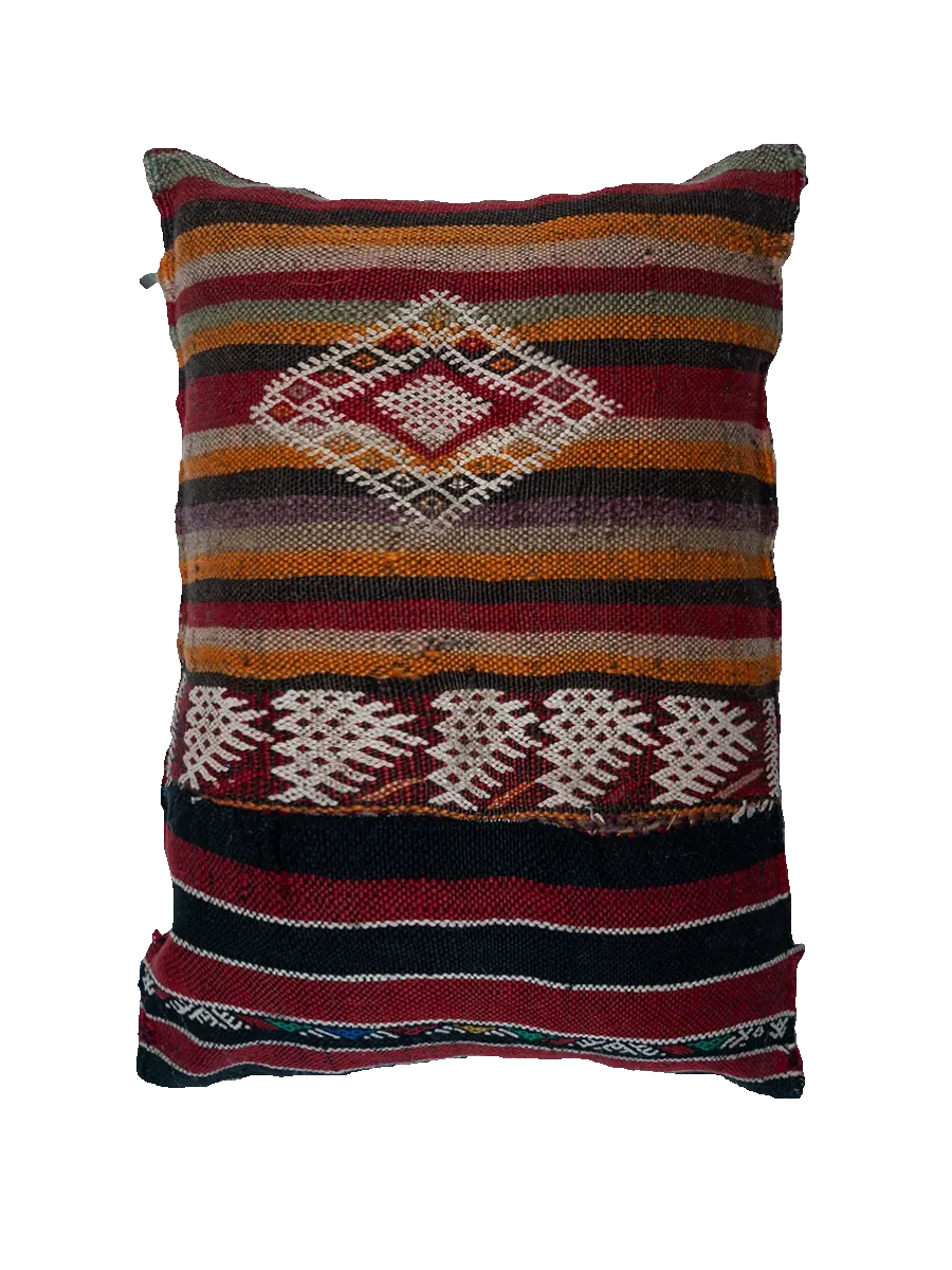 Ain Leuh Vintage Pillow - Maroon Dual Symbol