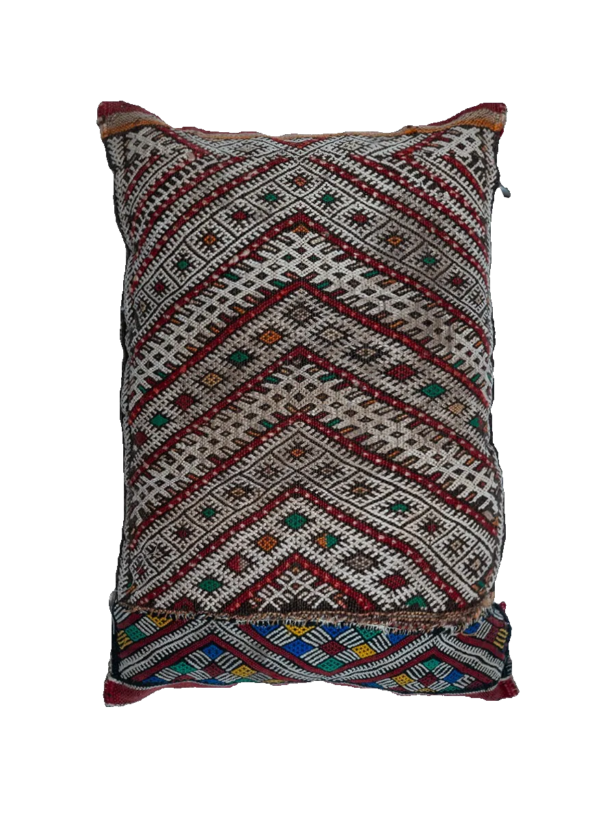 Ain Leuh Vintage Pillow - Maroon Dual Symbol