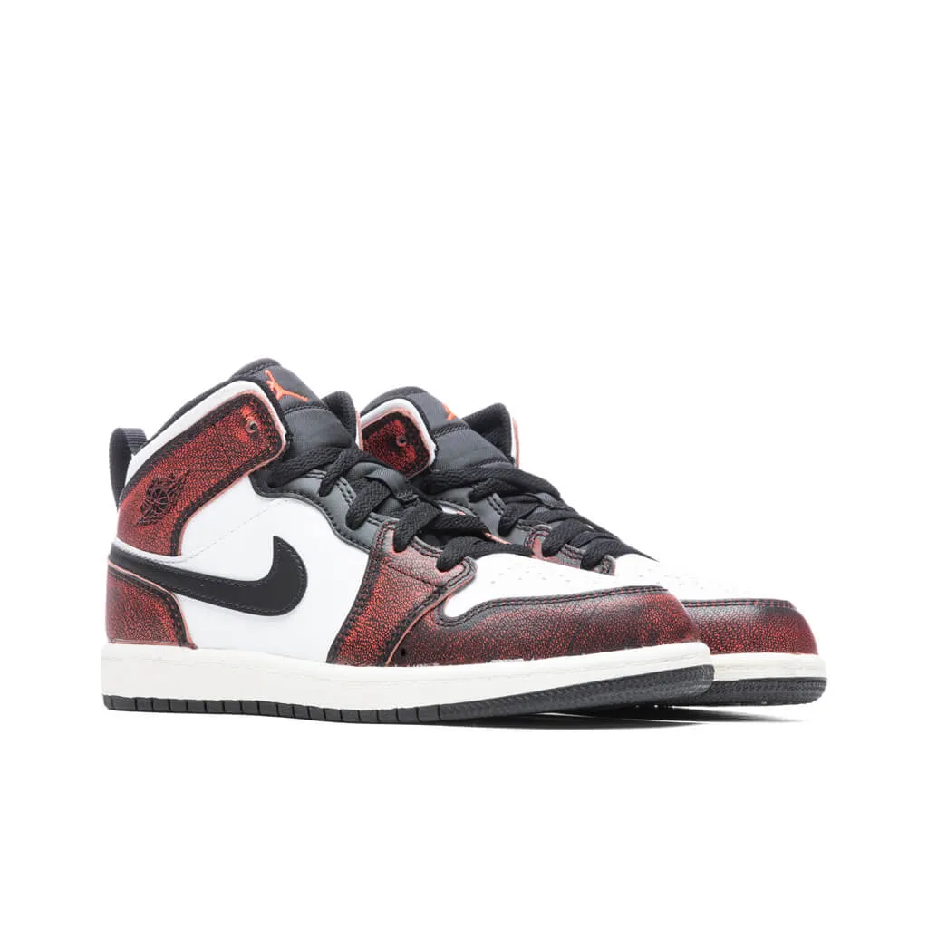 Air Jordan 1 Mid SE (PS) - Black/Infrared 23/Sail