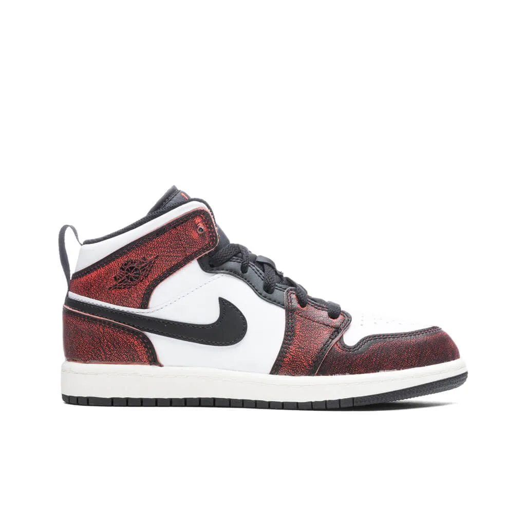 Air Jordan 1 Mid SE (PS) - Black/Infrared 23/Sail