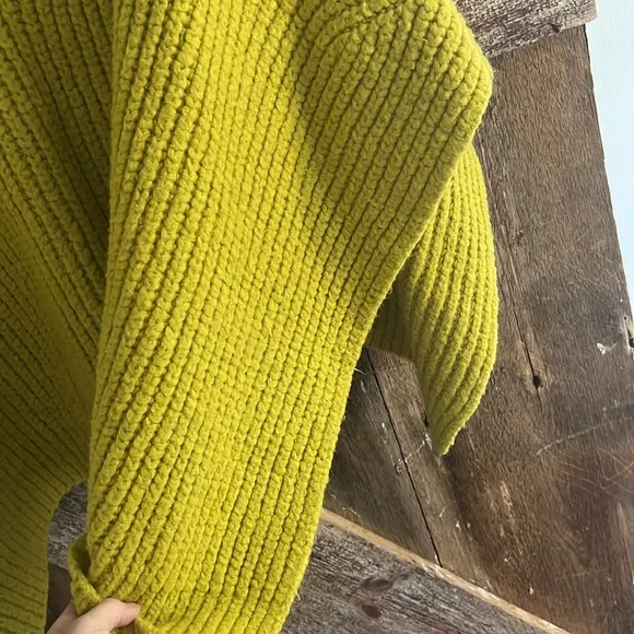 Anthropologie Ribbed Knit Poncho Sweater Lime ONE SIZE