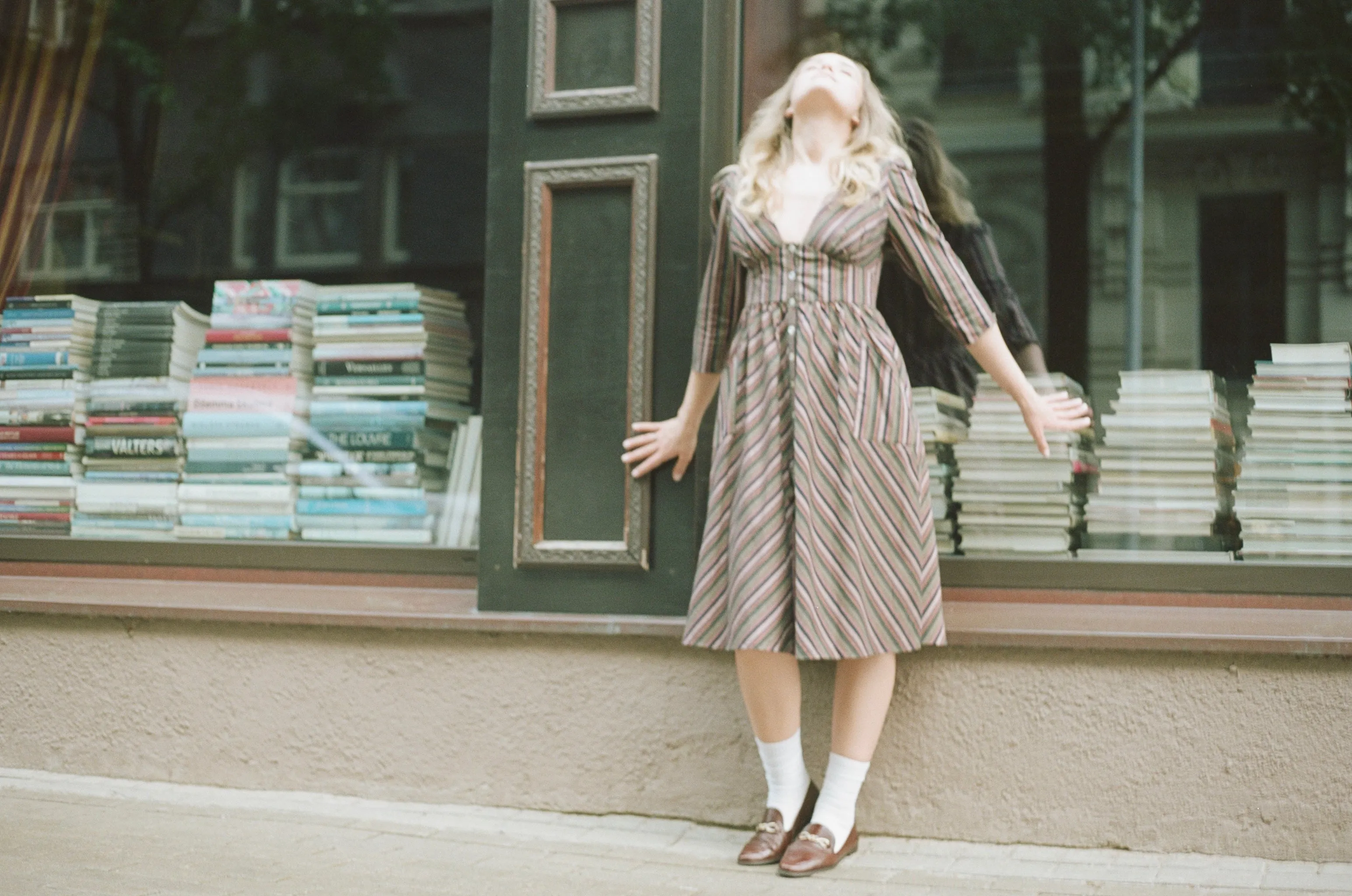 Antonia Dress / Plum Woven Stripe Cotton