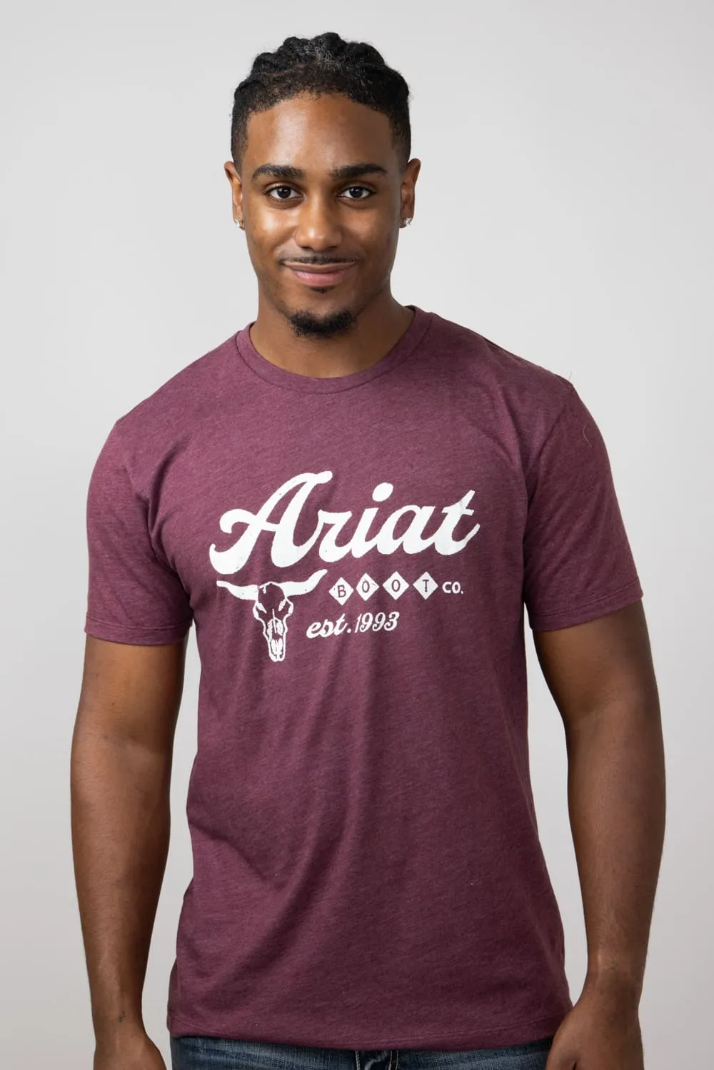 Ariat Established Boot Co Graphic T-Shirt for Men in Maroon Heather | 10052504