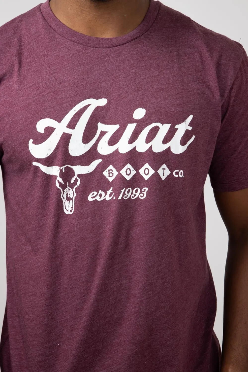 Ariat Established Boot Co Graphic T-Shirt for Men in Maroon Heather | 10052504