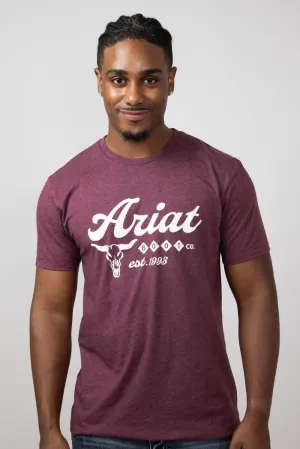 Ariat Established Boot Co Graphic T-Shirt for Men in Maroon Heather | 10052504
