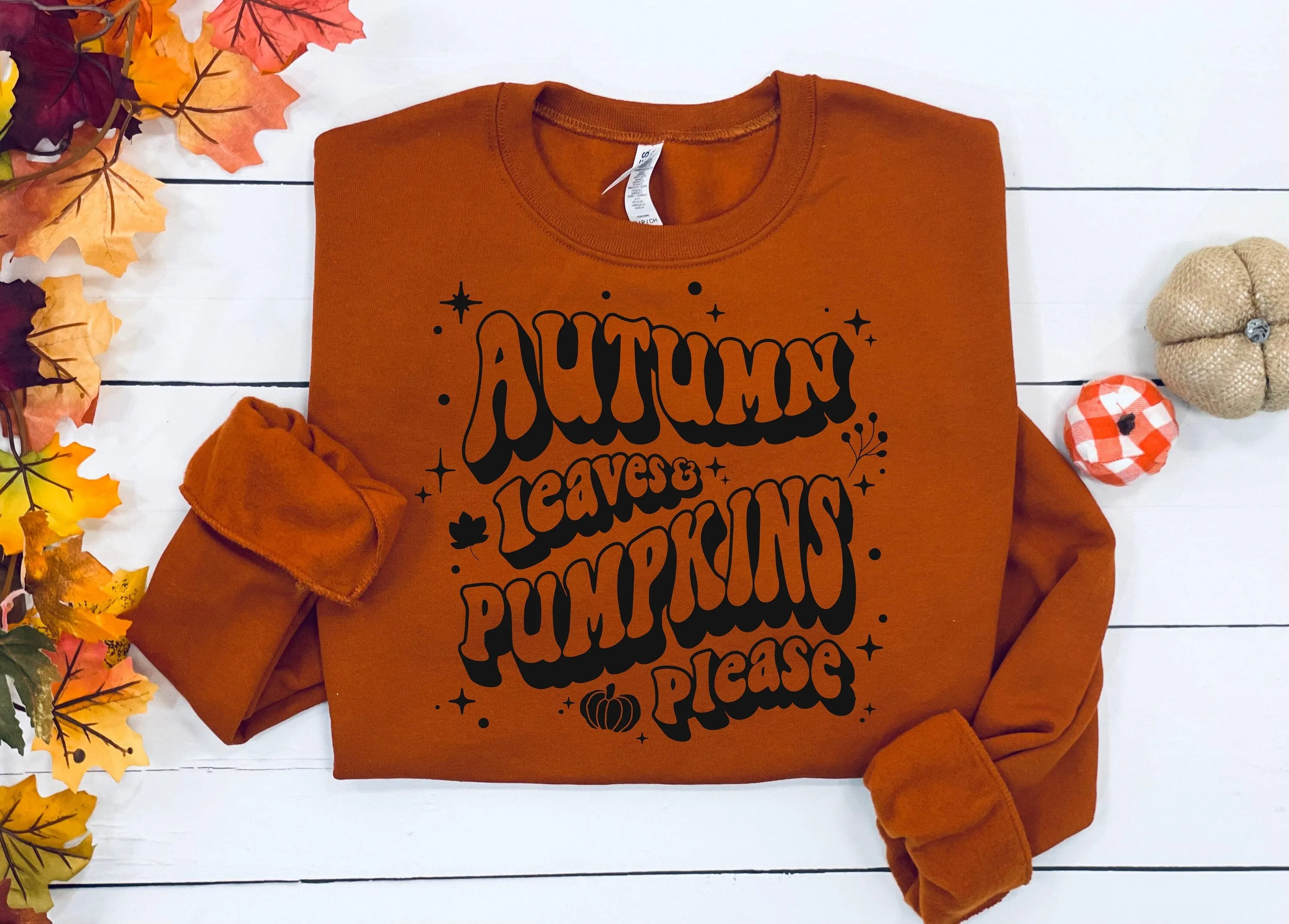 Autumn Leaves & Pumpkins Please Retro Sweatshirt