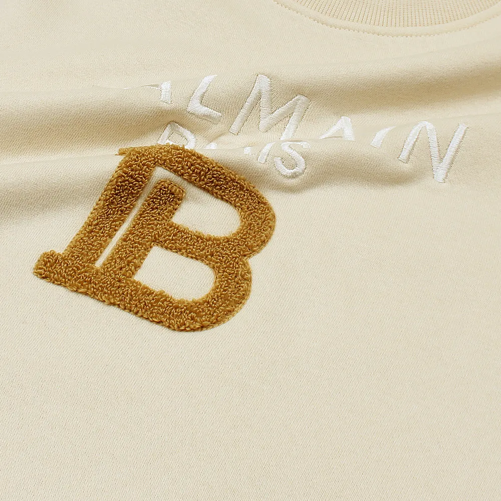 Balmain Towel Embroidered Stone Sweatshirt