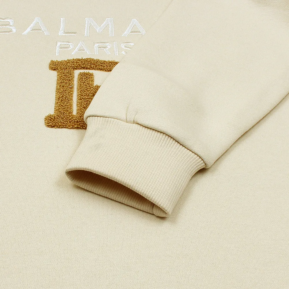 Balmain Towel Embroidered Stone Sweatshirt