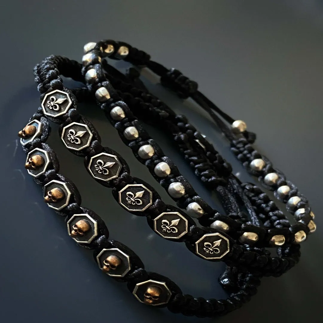 Black Skull Men Woven Bracelet