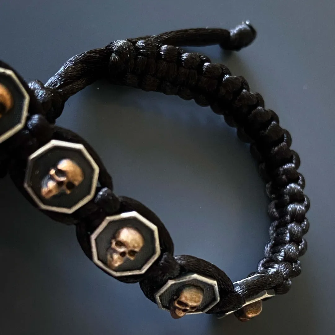 Black Skull Men Woven Bracelet