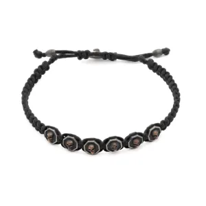 Black Skull Men Woven Bracelet