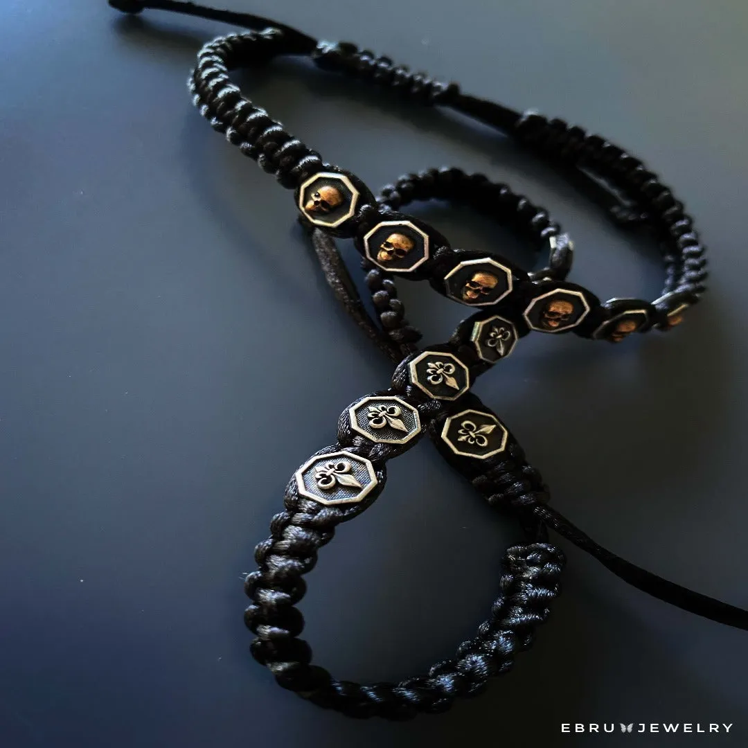 Black Skull Men Woven Bracelet