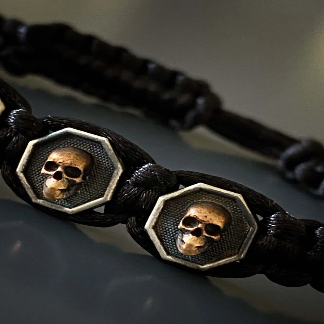 Black Skull Men Woven Bracelet
