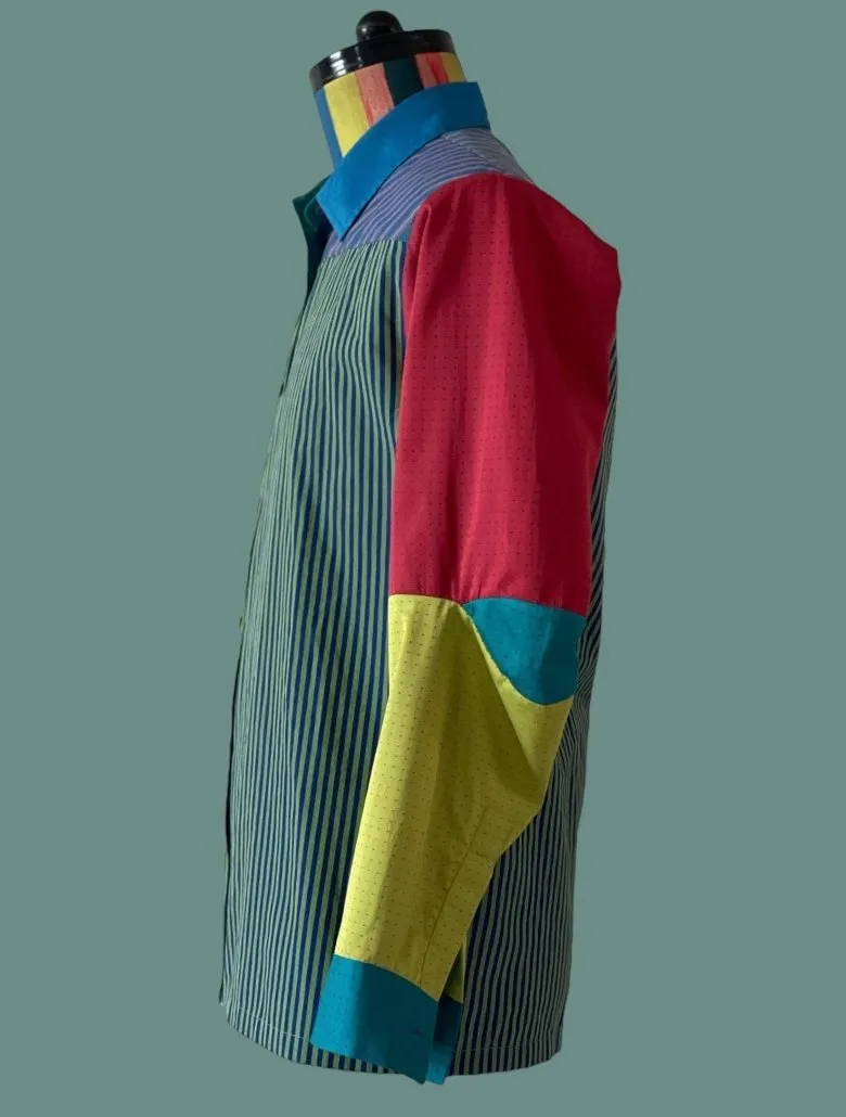 Blocks of Woven Stripes and Dots in Cotton.