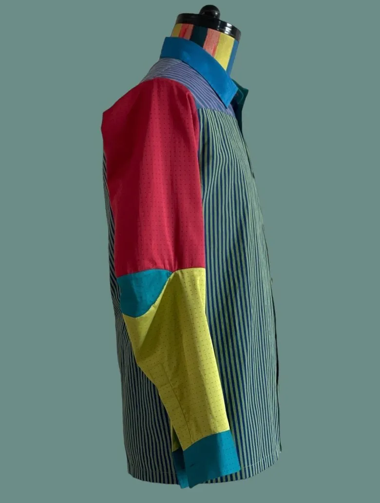 Blocks of Woven Stripes and Dots in Cotton.