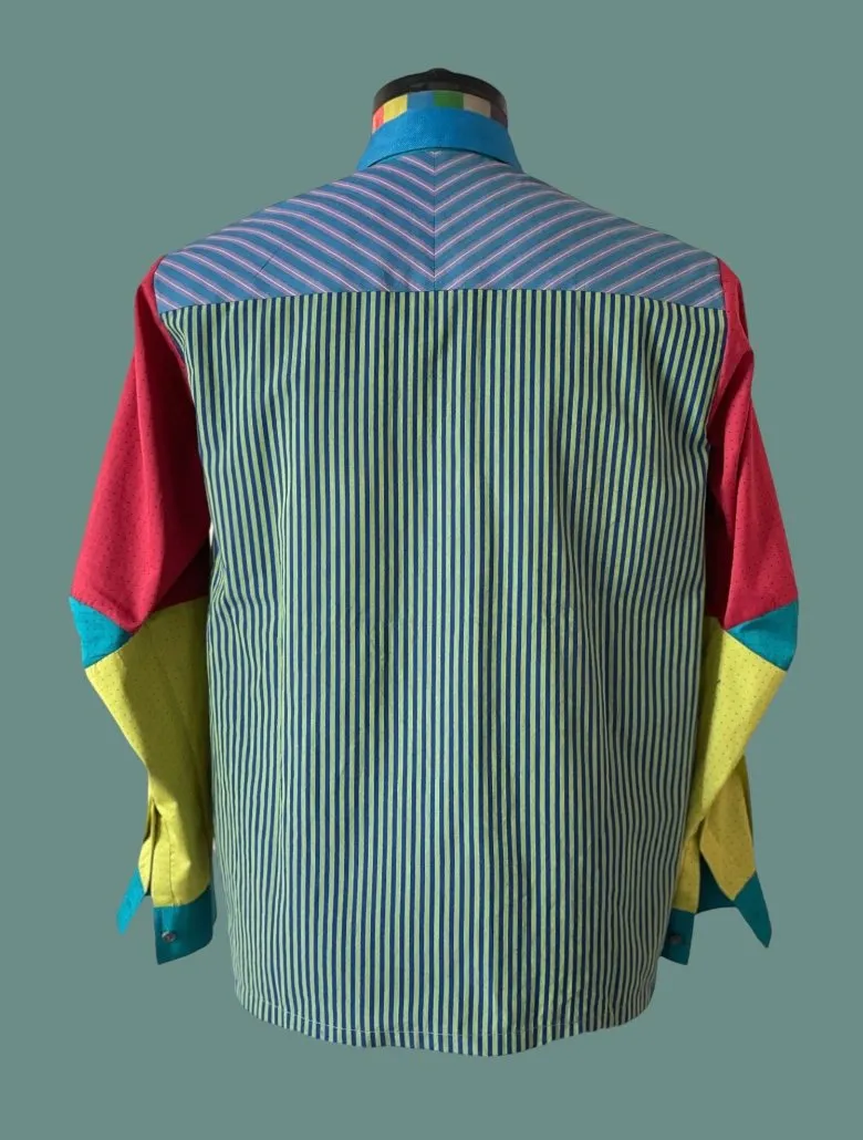Blocks of Woven Stripes and Dots in Cotton.