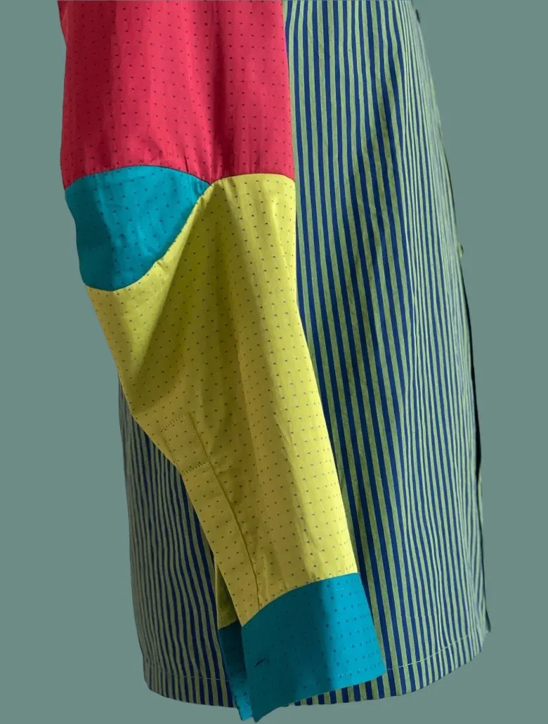 Blocks of Woven Stripes and Dots in Cotton.