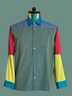 Blocks of Woven Stripes and Dots in Cotton.