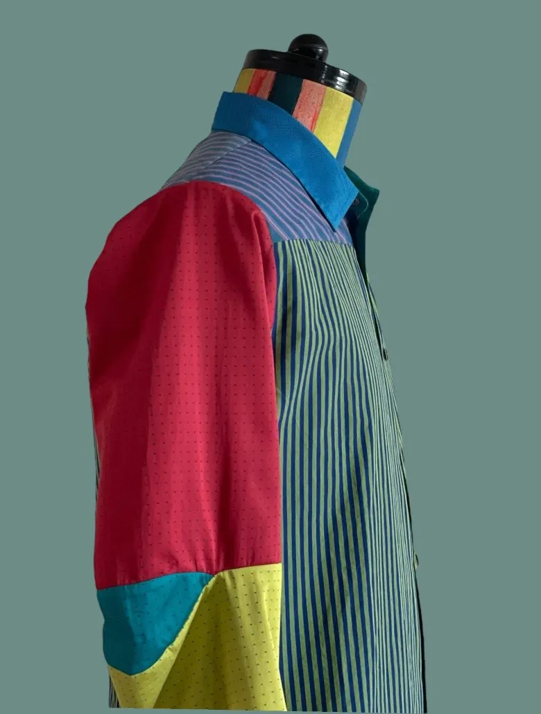 Blocks of Woven Stripes and Dots in Cotton.