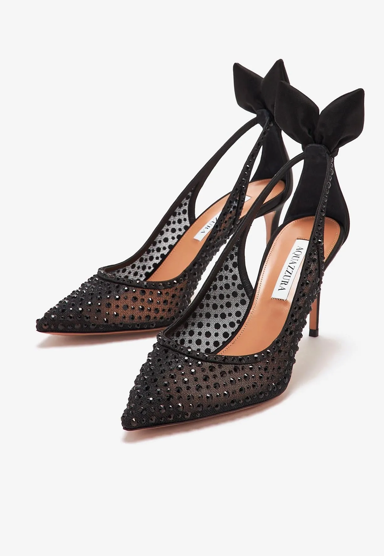 Bow Tie 105 Crystal Tulle Pointed-Toe Flats