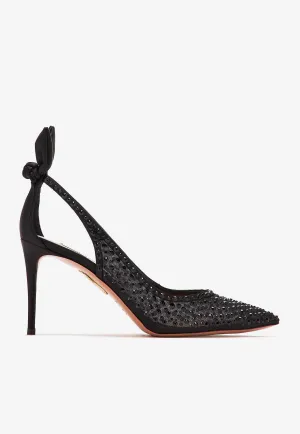 Bow Tie 105 Crystal Tulle Pointed-Toe Flats