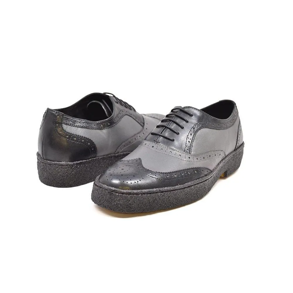 British Walkers Playboy Original Wingtips Men's Gray and Black Leather Custom Made Low Cut Oxfords Ankle Boots