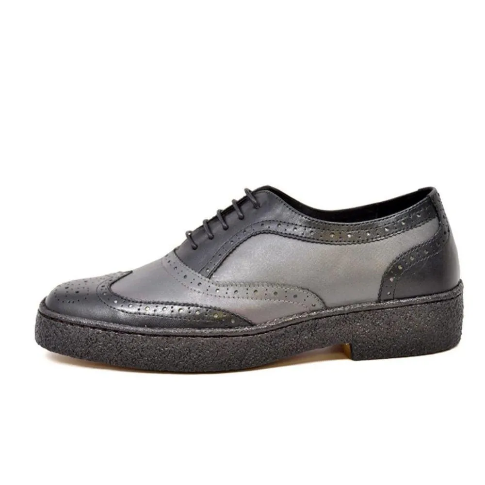 British Walkers Playboy Original Wingtips Men's Gray and Black Leather Custom Made Low Cut Oxfords Ankle Boots