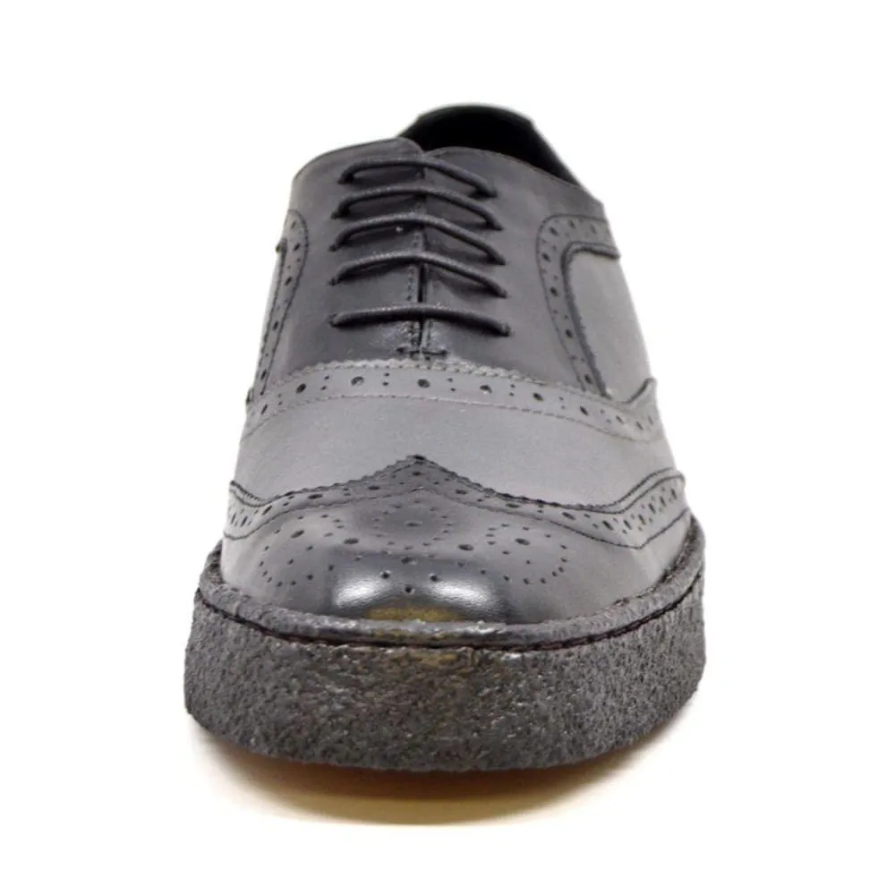 British Walkers Playboy Original Wingtips Men's Gray and Black Leather Custom Made Low Cut Oxfords Ankle Boots