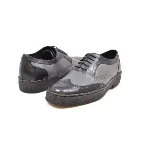British Walkers Playboy Original Wingtips Men's Gray and Black Leather Custom Made Low Cut Oxfords Ankle Boots