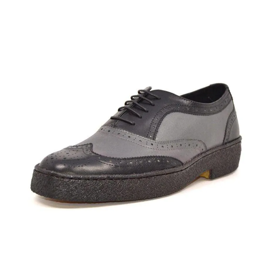 British Walkers Playboy Original Wingtips Men's Gray and Black Leather Custom Made Low Cut Oxfords Ankle Boots