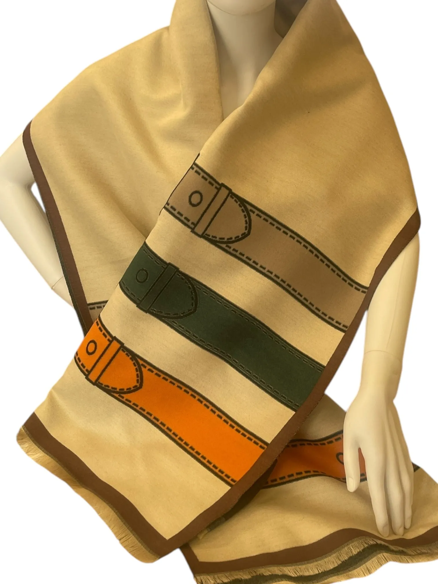 Brown Wool Pattern Scarf