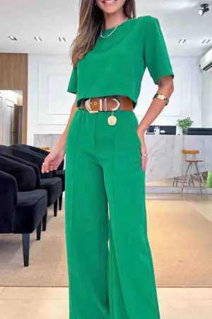 Casual Solid Solid Color Short Sleeve Two Pieces