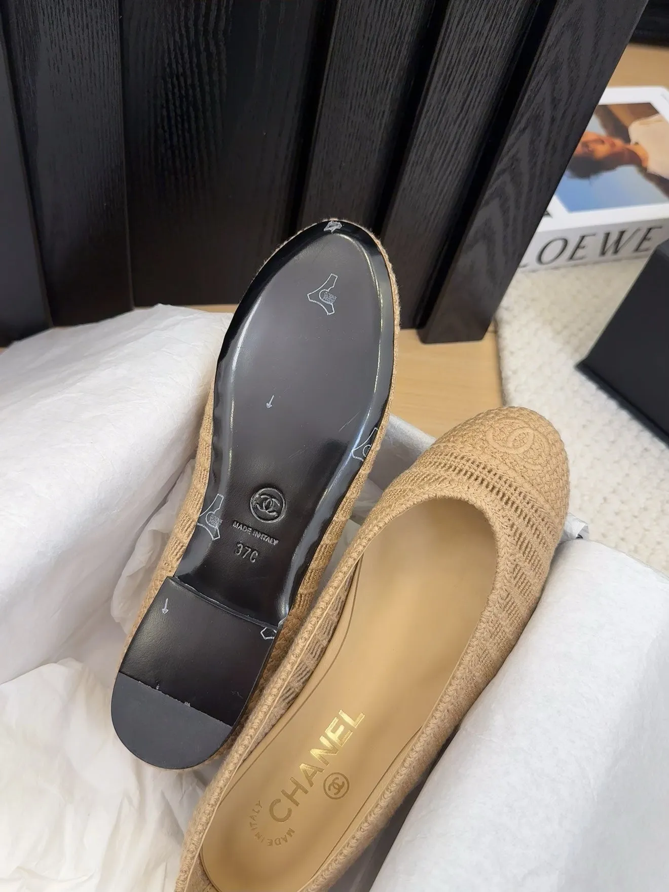 CC 25 Ballet Flat Beige Raffia
