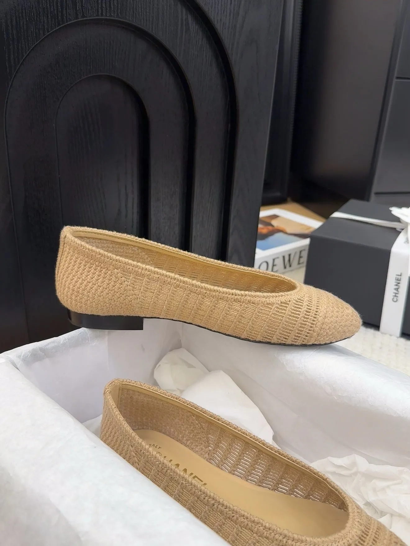 CC 25 Ballet Flat Beige Raffia