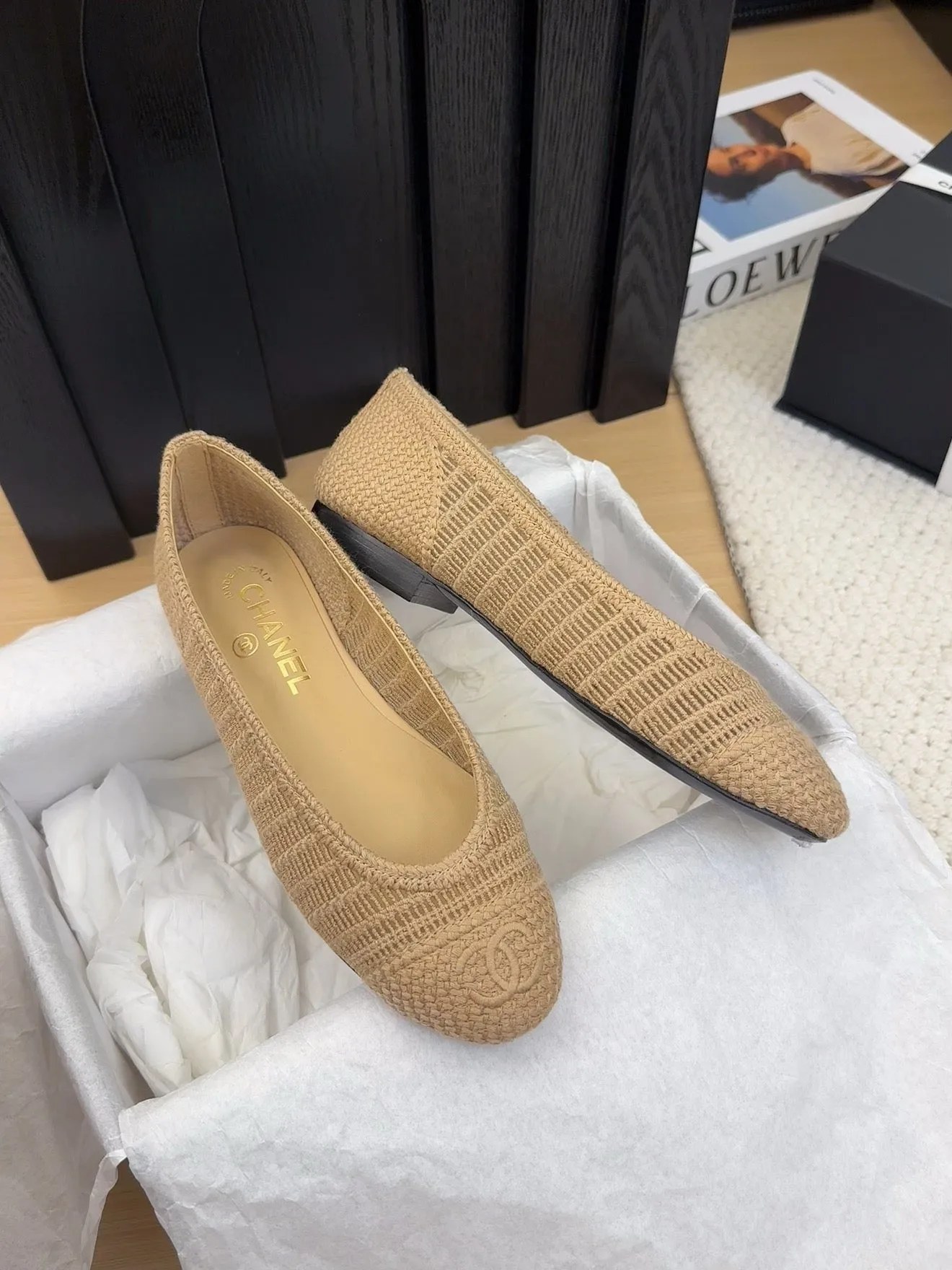 CC 25 Ballet Flat Beige Raffia