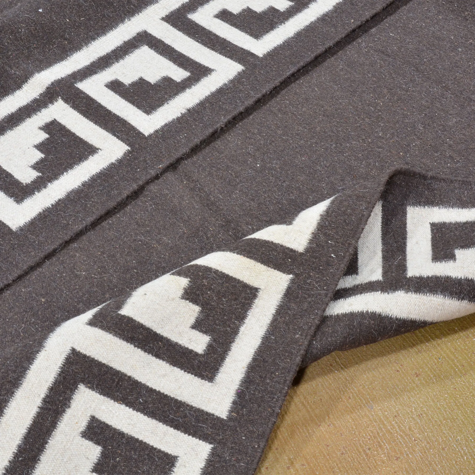 Charcoal Modern Flatweave Handmade Wool Area Rug (Size 6.1 X 9.1) Brrsf-1527