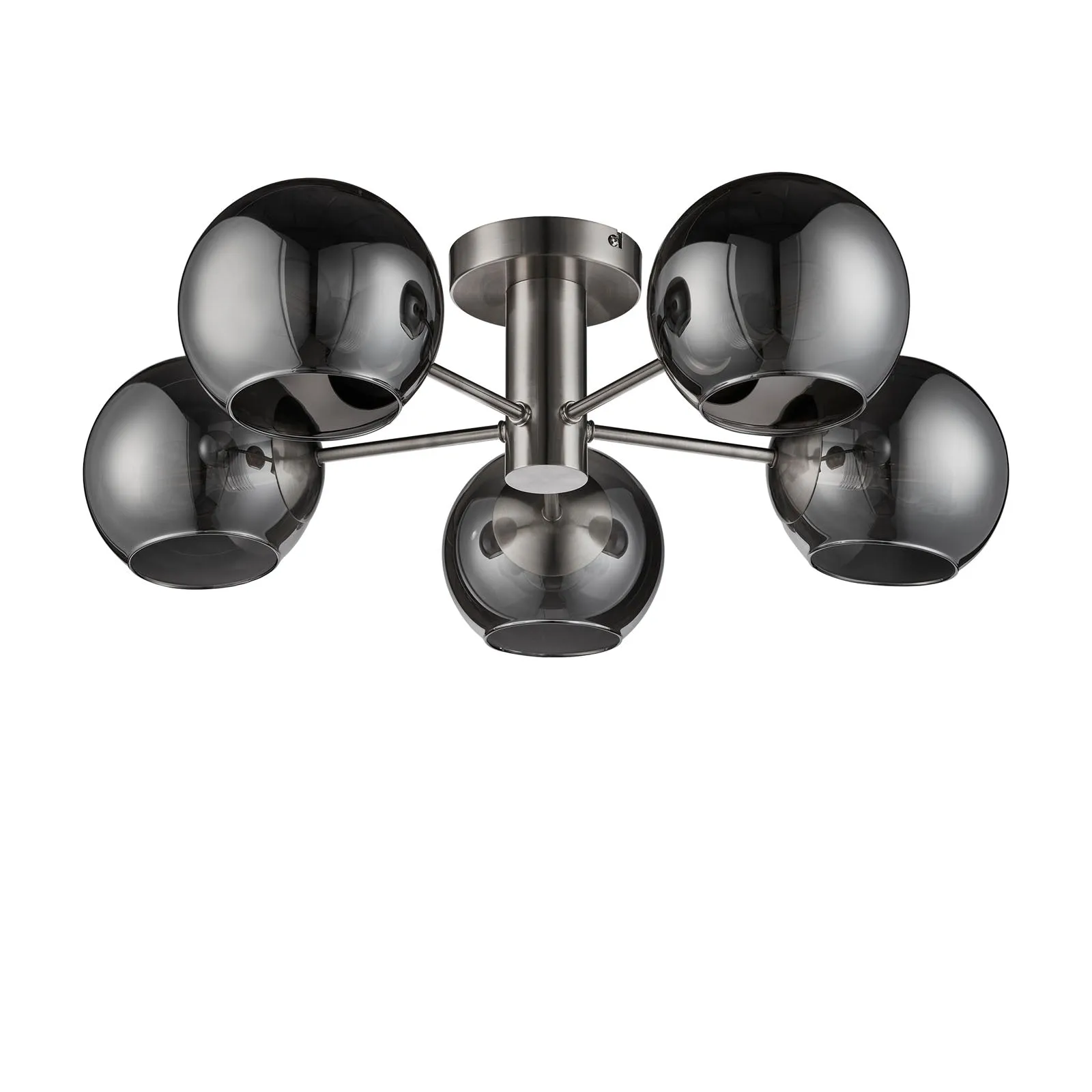 Colney 5 Light Smoked Glass Semi Flush Ceiling Light 55Cm