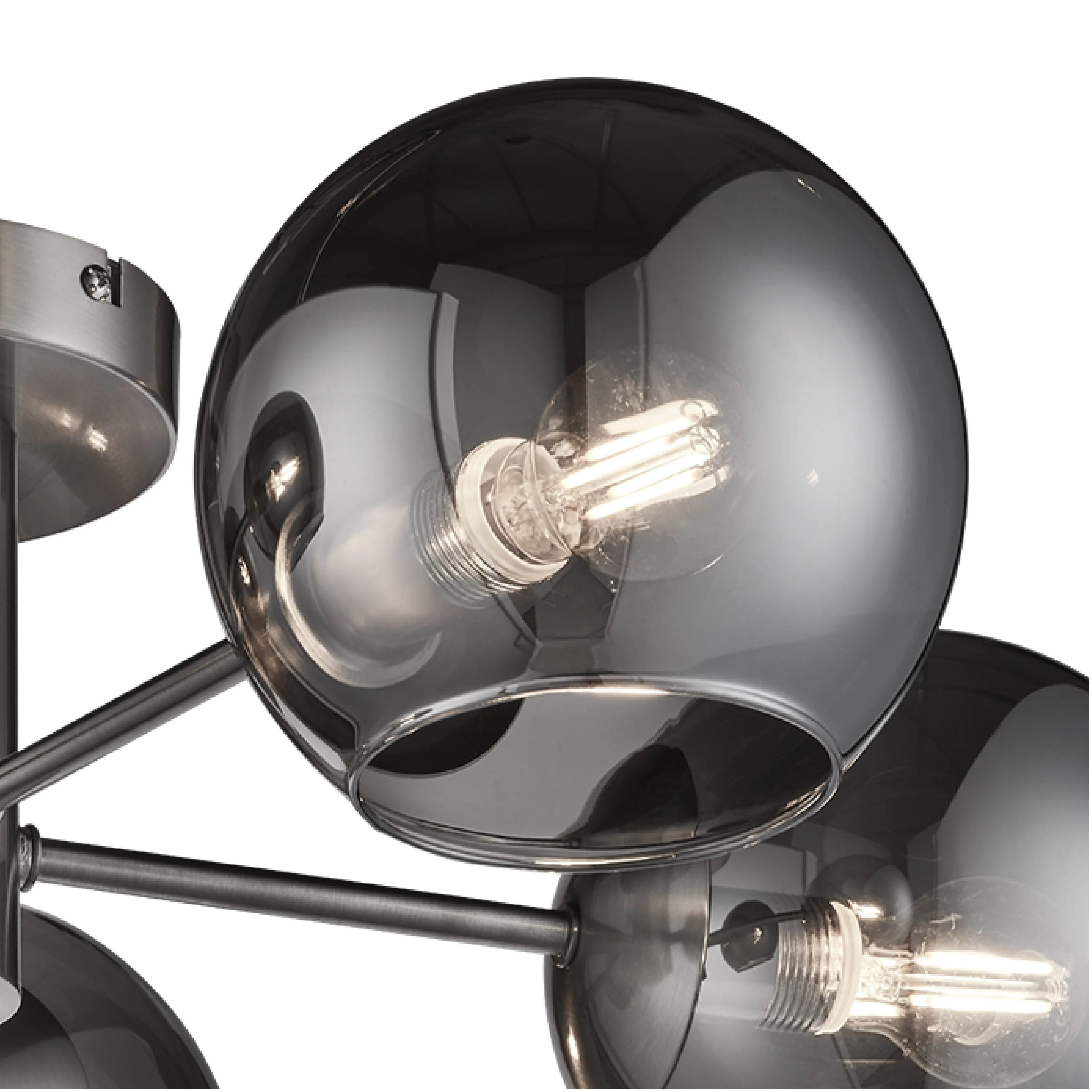 Colney 5 Light Smoked Glass Semi Flush Ceiling Light 55Cm