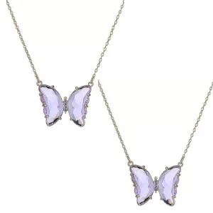 Combo Of 2 Purple Crystal Butterfly Pendant