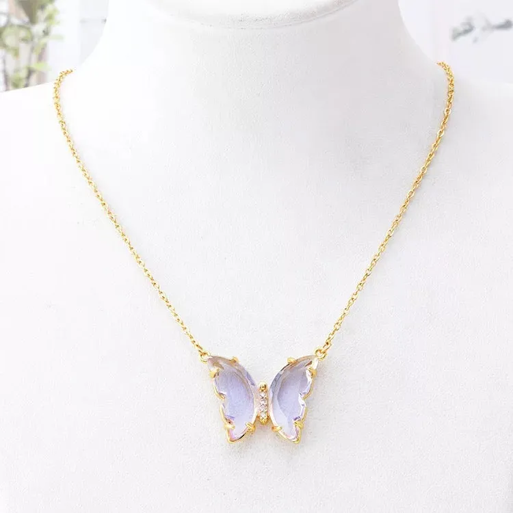 Combo Of 2 Purple Crystal Butterfly Pendant